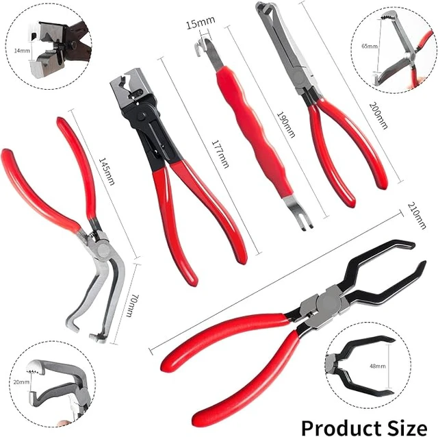Alt view image 2 of 7 - 10 Pieces Electrical Disconnect Pliers for Cars, Automotive Electrical Plug Connector Disconnect Tool and Connector Separator and Hose Clamp Pliers, Fuel Line Tool and Auto Trim Removal Tool Set