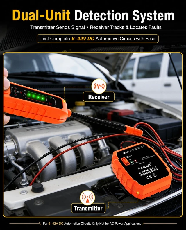 Alt view image 6 of 7 - Automotive Wire Tracer, Short & Open Finder, Broken Wire Detector
DC 6-42V Cable Tracker, Broken Wire Locator, Electrical Fault Tracer, Circuit Tester & Auto Wire Locator