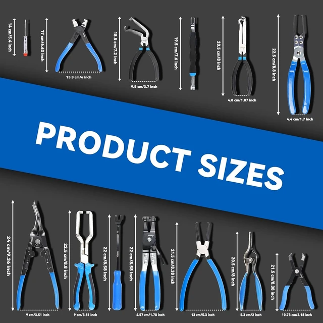 Alt view image 2 of 7 - 13PCS Electrical Disconnect Pliers Set for Car Original Blue Series
Electrical Connector Removal Tool & Fuel Line Disconnect Tool Set , Hose, Car Harness, Auto Radiator, with 2 Storage Bags