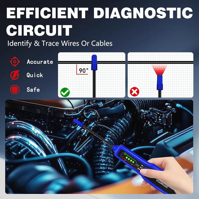 Alt view image 6 of 7 - Automotive Wire Tracer Electrical Open & Short Finder Circuit Tester Wire Breaker Finder Fault Probe Kit Cable Toner Wire Tracker Continuity Test for DC 6-42V