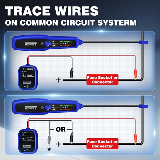 Alt view image 3 of 7 - Automotive Wire Tracer Electrical Open & Short Finder Circuit Tester Wire Breaker Finder Fault Probe Kit Cable Toner Wire Tracker Continuity Test for DC 6-42V