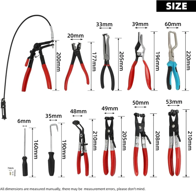 Alt view image 5 of 6 - Hose Clamp Pliers Set 15pcs Hose Clamp Removal and Install Tool Kit
for Automotive Coolant Radiator Heater, Water Hose, Fuel Lines etc, with Electrical Disconnect Pliers, Hose Pinch off Pliers