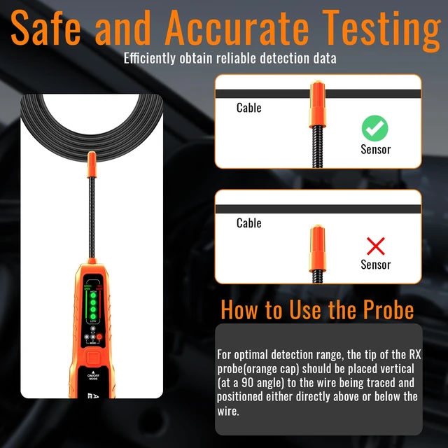 Alt view image 6 of 7 - Automotive Wire Tracer & Electrical Tester Open & Short Finder Tool, Circuit Breaker Tester, Fault Probe & Cable Tracker with Indicator Light DC 6-42V