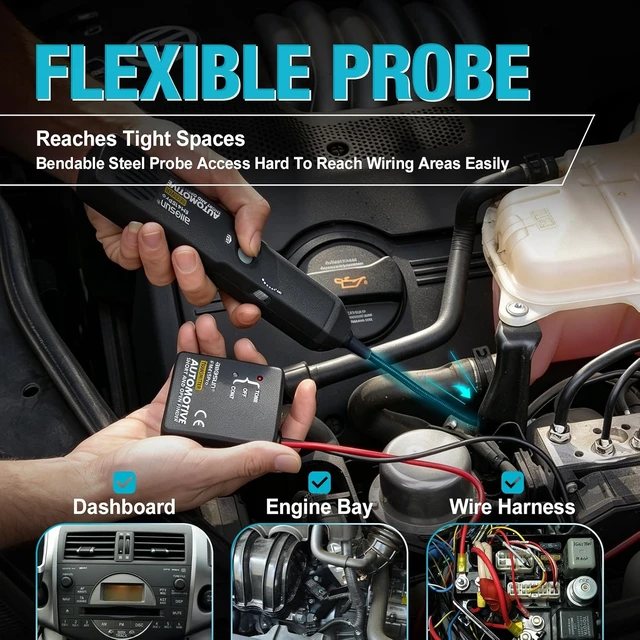 Alt view image 4 of 7 - EM415Pro Automotive Circuit Tracer, DC 6-42V Wire Tracker Tool Trace Hidden Wires, Breaks And Shorts With Audio Signals, Flexible Probe And Sensitivity Control For Vehicle Testing