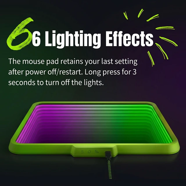 Alt view image 4 of 7 - Professional Esport Tempered Glass Gaming Mouse Pad, Ultra-Smooth Surface Infinite RGB Gaming Mouse Pad for FPS Games And Gamers - Green