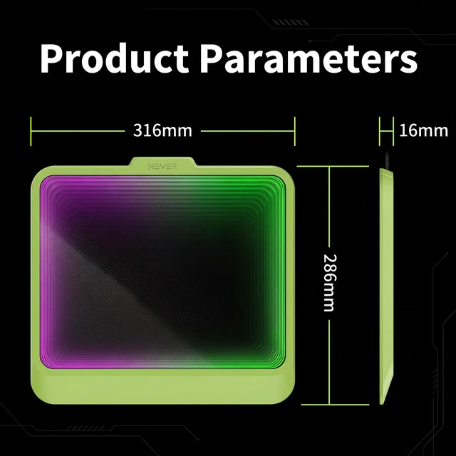 Alt view image 7 of 7 - Professional Esport Tempered Glass Gaming Mouse Pad, Ultra-Smooth Surface Infinite RGB Gaming Mouse Pad for FPS Games And Gamers - Green