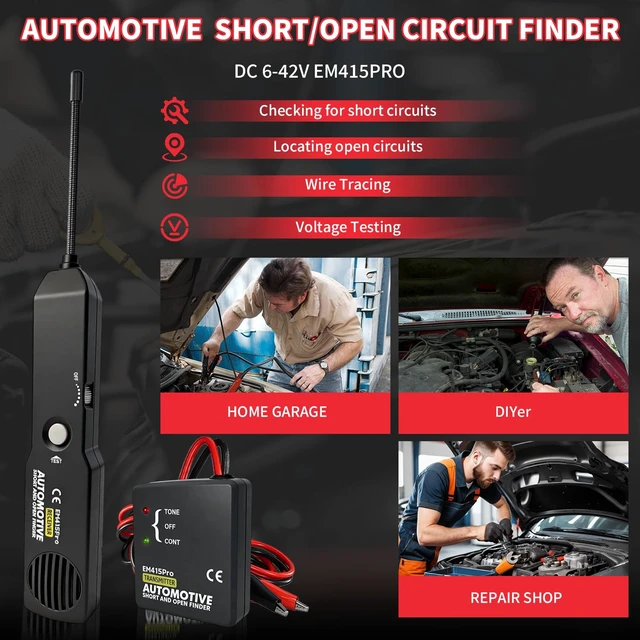 Alt view image 4 of 7 - Automotive Wire Tracer Electrical with Battery, EM415Pro Automotive Short & Open Finder Circuit Tester, DC 6-42V Fault Probe Cable Tracer, Circuit Breaker Finder for Car, Boat, Trailer etc
