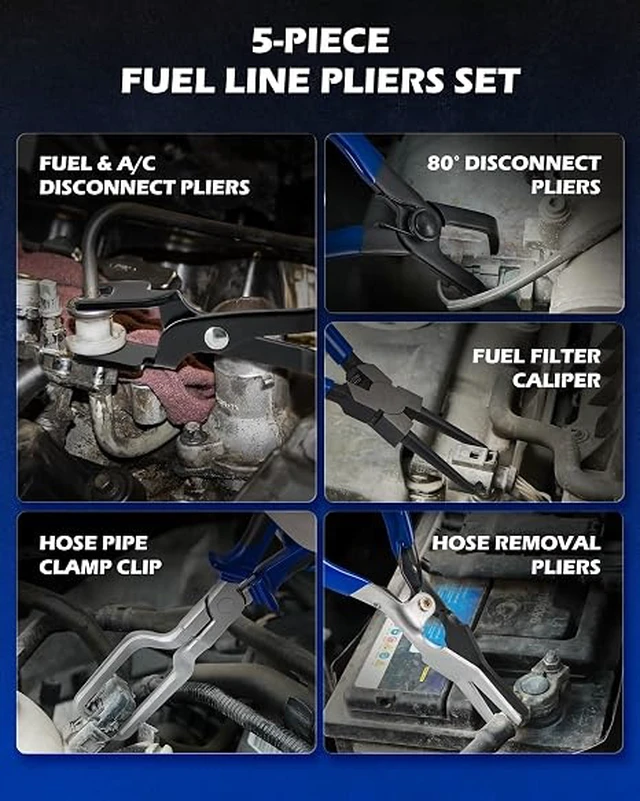 Alt view image 5 of 7 - OMT14pc Fuel Line Pliers &Hose Clamp Pliers Set, Fuel Line Disconnect Tool
Hose Clamp Disconnect Tool with Fuel Filter Caliper Pipe, Heavy-Duty Hose Removal Pliers, Car Pipe Repair Set for Auto Line