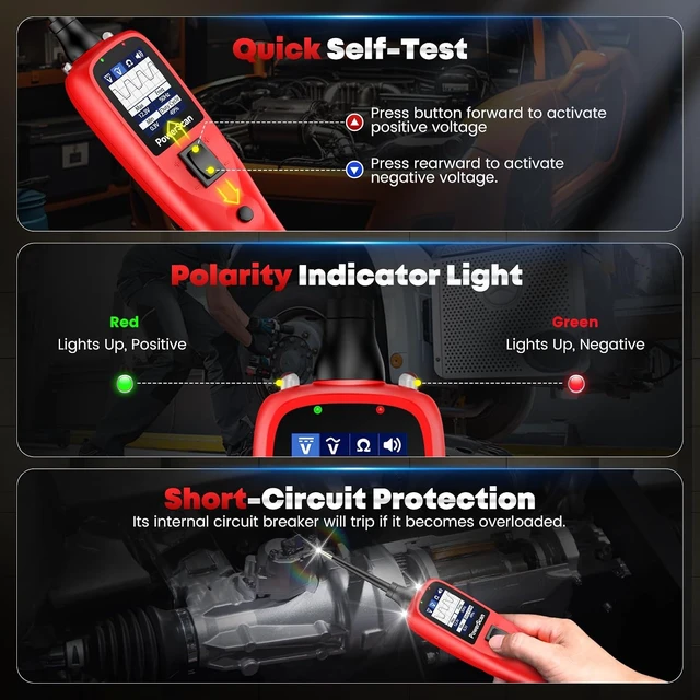 Alt view image 3 of 7 - PowerScan Automotive Circuit Tester, 12-24V Power Circuit Probe Tool Electrical Short Open Breaker Finder, AC/DC Voltage Current Resistance Detection, Trailer Light Test, 20FT Extension Cord