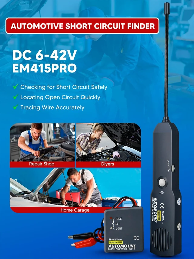 Alt view image 3 of 7 - Automotive Circuit Tester, DC 6-42V EM415pro Wire Tracer Automotive Short and Open Finder, Broken Wire Detector Tool with 7 Inch Flexible Probe for Cars Diagnostics