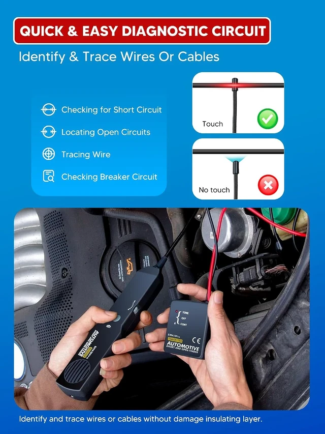 Alt view image 6 of 7 - Automotive Circuit Tester, DC 6-42V EM415pro Wire Tracer Automotive Short and Open Finder, Broken Wire Detector Tool with 7 Inch Flexible Probe for Cars Diagnostics