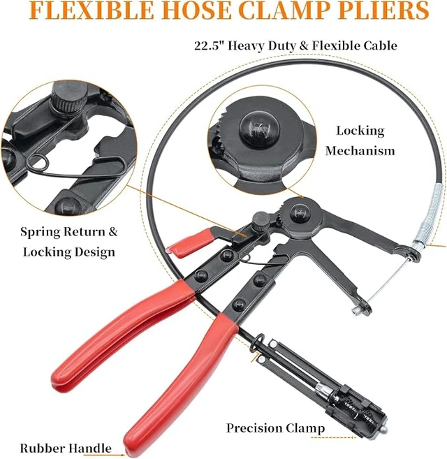 Alt view image 2 of 7 - 16 Pcs Hose Clamp Pliers Set, Hose Clamp Removal and Installation Tool
with Long Flexible Plier & Electrical Disconnect Pliers for Automotive Coolant Radiator Heater, Water Hoses, Fuel Lines