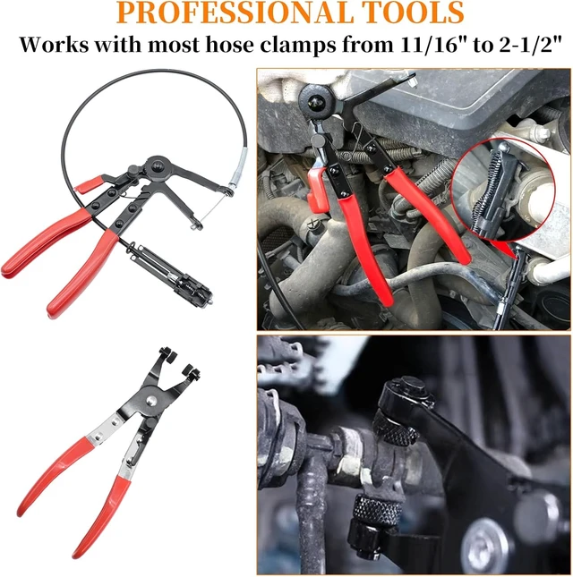 Alt view image 7 of 7 - 16 Pcs Hose Clamp Pliers Set, Hose Clamp Removal and Installation Tool
with Long Flexible Plier & Electrical Disconnect Pliers for Automotive Coolant Radiator Heater, Water Hoses, Fuel Lines