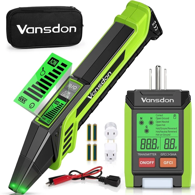 Main image of Circuit Breaker Finder with LCD, GFCI Outlet Tester,Circuit Tracer Breaker Finder with NCV Test & Flashlight, Electrical Tester Includes Adapters and Carrying Case - Green
