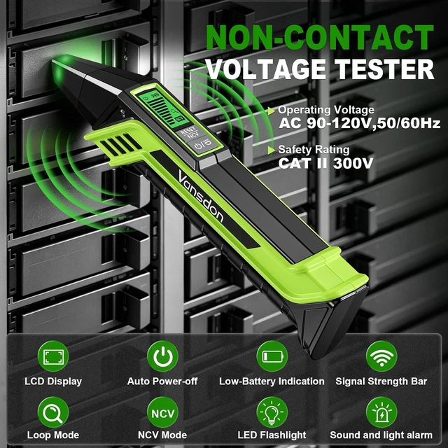 Alt view image 2 of 7 - Circuit Breaker Finder with LCD, GFCI Outlet Tester,Circuit Tracer Breaker Finder with NCV Test & Flashlight, Electrical Tester Includes Adapters and Carrying Case - Green