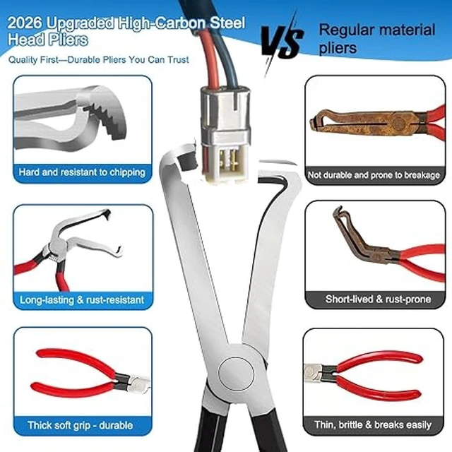 Alt view image 2 of 7 - 14PCS Automotive Electrical Disconnect Pliers Set: High-Carbon Steel
No Missing Connector Removal Tools for Car Harness, Hose, Fuel Line, Cooling, Door Panel, Dashboard & Engine Bay Repair