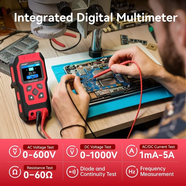 Alt view image 4 of 7 - NF-8301 Circuit Tracer, Underground Wire Locator &Digital Multimeter 8 Level Sensitivity Adjustment, Rechargeable Wire Tracer for Fuses, Irrigation, Wall Wires