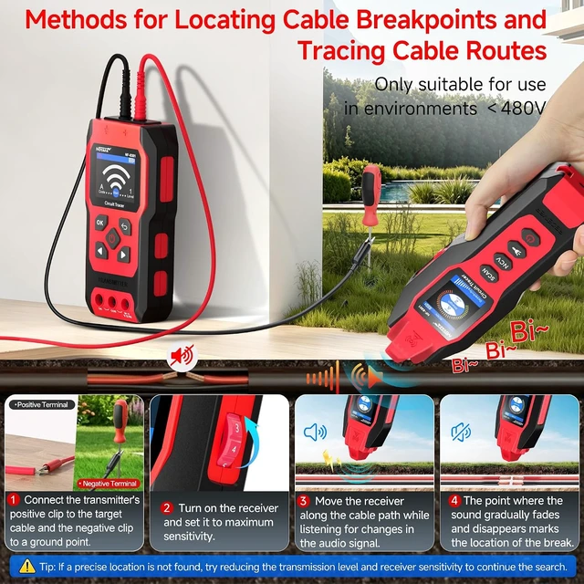 Alt view image 7 of 7 - NF-8301 Circuit Tracer, Underground Wire Locator &Digital Multimeter 8 Level Sensitivity Adjustment, Rechargeable Wire Tracer for Fuses, Irrigation, Wall Wires