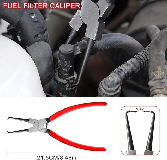 Alt view image 4 of 7 - 8-Piece Fuel Line Disconnect Tool Set
Fuel Line/Hose Clamp/Removal Pliers, Electrical Disconnect/Push Pin Tools, Relay Puller, Panel Clip Remover & Filter Caliper