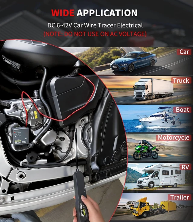 Alt view image 6 of 7 - EM415pro Automotive Wire Tracer, 642V DC Short&Open Circuit Finder wire break locator with Battery broken wire detector tool with 7 inch Flexible Probe for Cars, trucks, Boat, Motorcycles