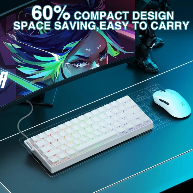 Alt view image 4 of 7 - Aula WIN60 HE - 60% Mechanical Gaming Keyboard Wired, Hall Effect Magnetic Switch Hot Swappable, Adjustable Actuation RT Mode, 8000 Hz Polling Rate, RGB Keyboard 60 Percent Compact Design for PC