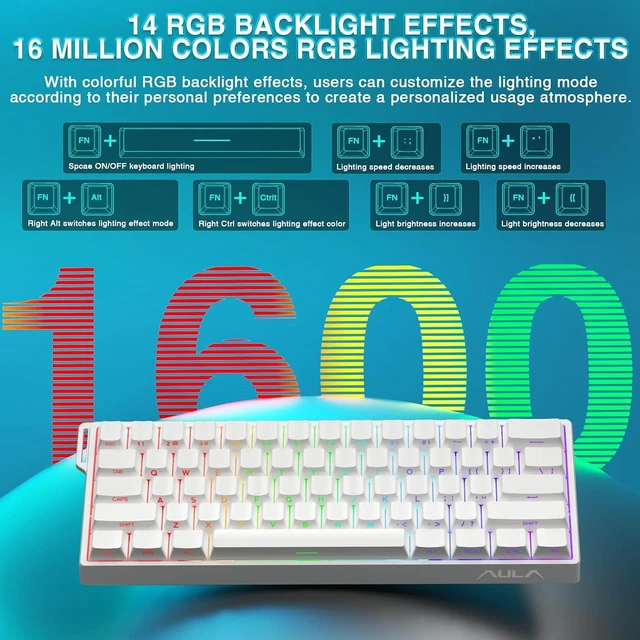 Alt view image 5 of 7 - Aula WIN60 HE - 60% Mechanical Gaming Keyboard Wired, Hall Effect Magnetic Switch Hot Swappable, Adjustable Actuation RT Mode, 8000 Hz Polling Rate, RGB Keyboard 60 Percent Compact Design for PC
