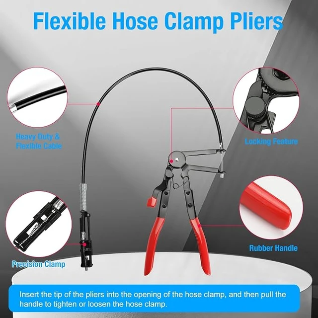 Alt view image 4 of 7 - 16PCS Hose Clamp Pliers Set, Automotive Hose Clamp Removal Tool, Long Reach Flexible Wire Tools for Radiator, Heater, Coolant & Water Hoses