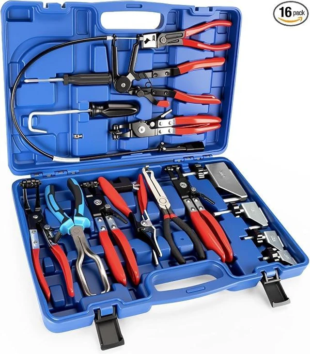 Main image of 16PCS Hose Clamp Pliers Set, Automotive Hose Clamp Removal Tool, Long Reach Flexible Wire Tools for Radiator, Heater, Coolant & Water Hoses