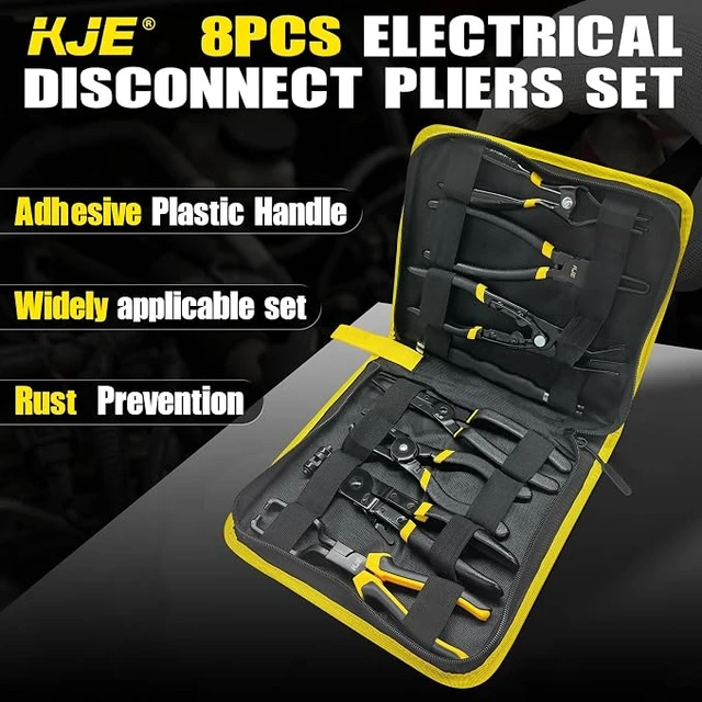Alt view image 7 of 7 - 8PCS Fuel Line Pliers Set, Fuel Line Disconnect Tool Set with Fuel Filter Caliper, Hose Clamp Plier, Electrical Disconnect Tool Kit, Panel Clip Remover and Storage Bag