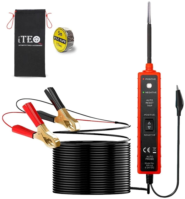 Main image of Power Circuit Probe Tester, 6V-24V DC Test Light, Automotive Circuit Tester & Short Circuit Finder, Component Activation, Polarity Test, Continuity Check, LED Indicator and Overload Protection