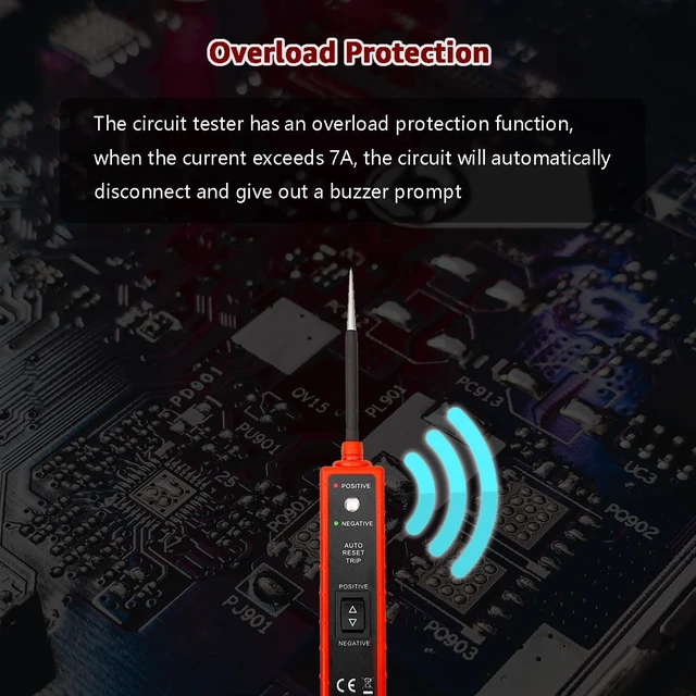 Alt view image 3 of 7 - Power Circuit Probe Tester, 6V-24V DC Test Light, Automotive Circuit Tester & Short Circuit Finder, Component Activation, Polarity Test, Continuity Check, LED Indicator and Overload Protection