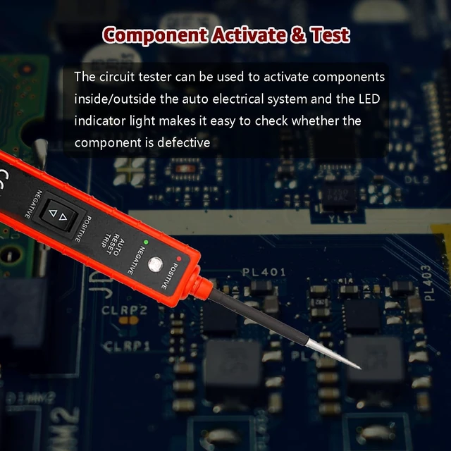 Alt view image 6 of 7 - Power Circuit Probe Tester, 6V-24V DC Test Light, Automotive Circuit Tester & Short Circuit Finder, Component Activation, Polarity Test, Continuity Check, LED Indicator and Overload Protection