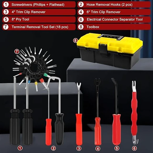 Alt view image 2 of 7 - 39-Piece Automotive Fuel Line Pliers Set, Fuel Line Disconnect Tool Kit & Hose Clamp Tool Set with Electrical Disconnect Pliers, Terminal Pin Removal Tools, Pinch-Off Clamps & Toolbox