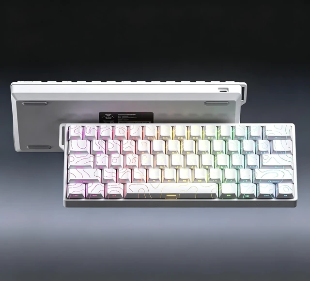 Main image of 60% Mechanical Gaming Keyboard Wired, Hall Effect Magnetic Switch Hot Swappable, Adjustable Actuation RT Mode, 8000 Hz Polling Rate, RGB Keyboard 60 Percent Compact Design for PC - Line Design White