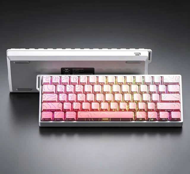 Main image of 60% Mechanical Gaming Keyboard Wired, Hall Effect Magnetic Switch Hot Swappable, Adjustable Actuation RT Mode, 8000 Hz Polling Rate, RGB Keyboard 60 Percent Compact Design for PC - Line Design Pink