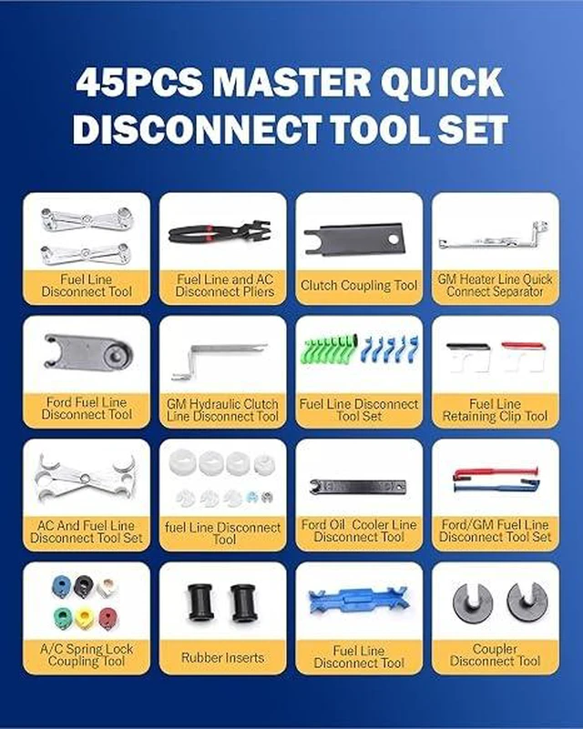 Alt view image 6 of 7 - 45pcs Master Quick Disconnect Tool Fuel Line Disconnect Tool Kit
for Automotive A/C Fuel & Transmission Systems, Fuel Line Removal and Separator Tool Set for GM Ford Chrysler and More