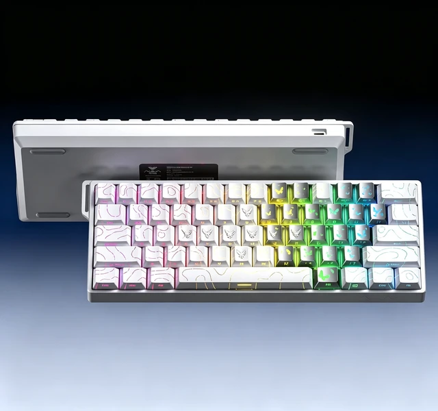 Main image of 60% Mechanical Gaming Keyboard Wired, Hall Effect Magnetic Switch Hot Swappable, Adjustable Actuation RT Mode, 8000 Hz Polling Rate, RGB Keyboard 60 Percent Compact Design for PC - Line Design White