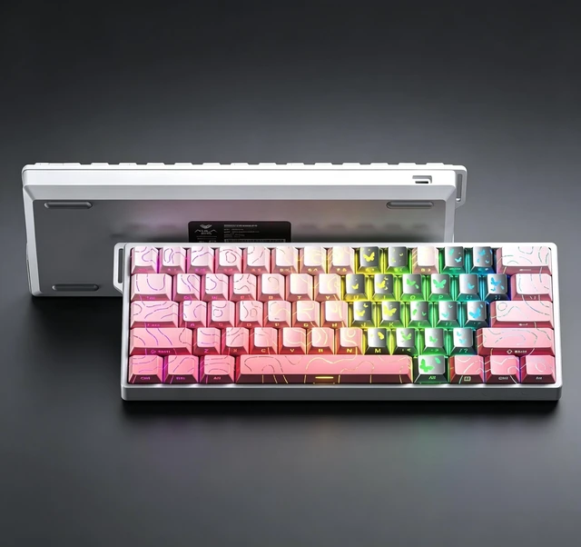 Main image of 60% Mechanical Gaming Keyboard Wired, Hall Effect Magnetic Switch Hot Swappable, Adjustable Actuation RT Mode, 8000 Hz Polling Rate, RGB Keyboard 60 Percent Compact Design for PC - Line Design Pink