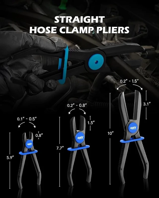 Alt view image 2 of 7 - OMT Hose Pinch Off Pliers Set, 6Pc Line Clamp With Straight & 90° Pliers
Fits 0.4" To 2.6" Hoses, Slide-Locking Design For Secure Hold, Hands-Free Fluid Control, For Brake, Fuel & Coolant Lines