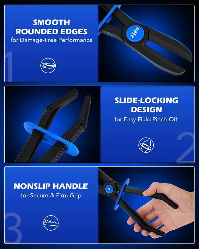 Alt view image 7 of 7 - OMT Hose Pinch Off Pliers Set, 6Pc Line Clamp With Straight & 90° Pliers
Fits 0.4" To 2.6" Hoses, Slide-Locking Design For Secure Hold, Hands-Free Fluid Control, For Brake, Fuel & Coolant Lines