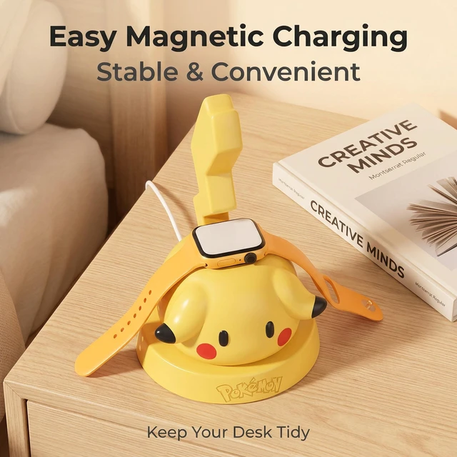 Alt view image 6 of 6 - Headphone Stand With Wireless Magnetic Watch Charger, Cute Headset Holder for Desktop Table
