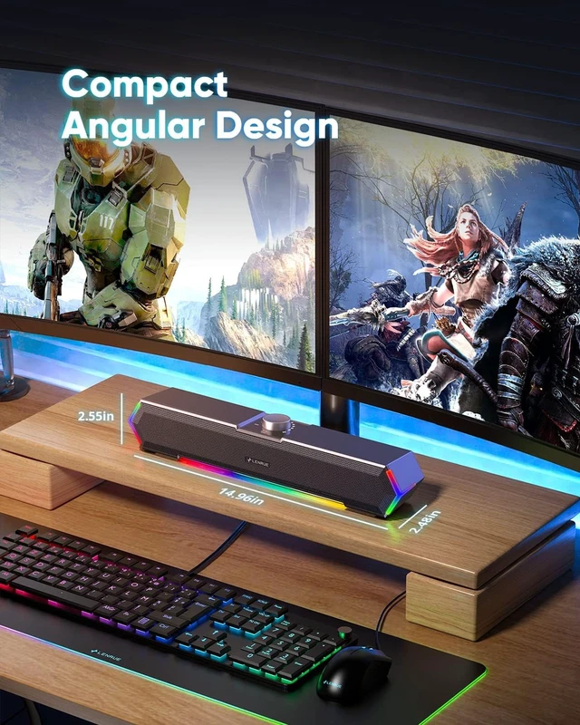 Alt view image 3 of 6 - G11 Computer Speakers for Desktop, Touch Lights PC Speakers with Surge Clear Sound, USB C/USB Powered, AUX Audio for Computer Desktop PC Laptop Desk
