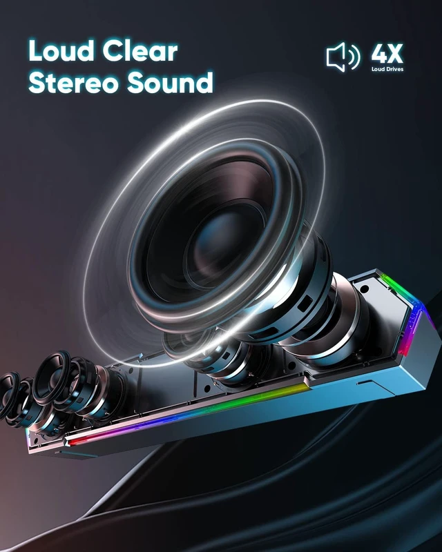Alt view image 6 of 6 - G11 Computer Speakers for Desktop, Touch Lights PC Speakers with Surge Clear Sound, USB C/USB Powered, AUX Audio for Computer Desktop PC Laptop Desk