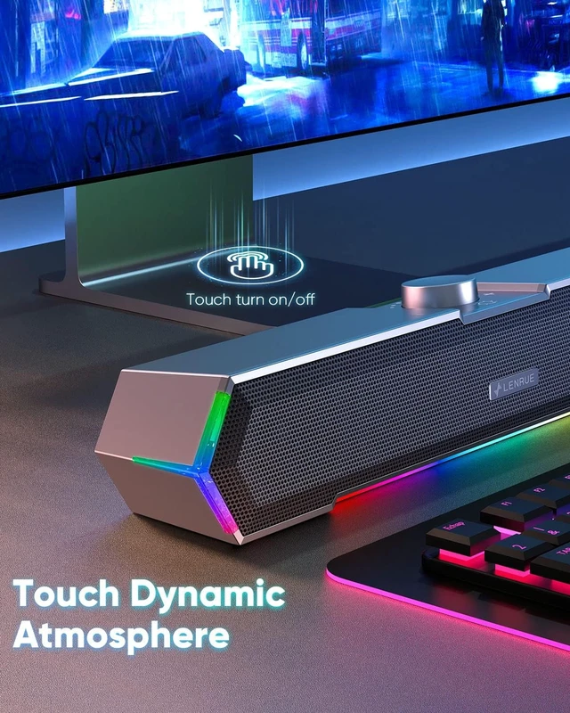 Alt view image 5 of 6 - G11 Computer Speakers for Desktop, Touch Lights PC Speakers with Surge Clear Sound, USB C/USB Powered, AUX Audio for Computer Desktop PC Laptop Desk