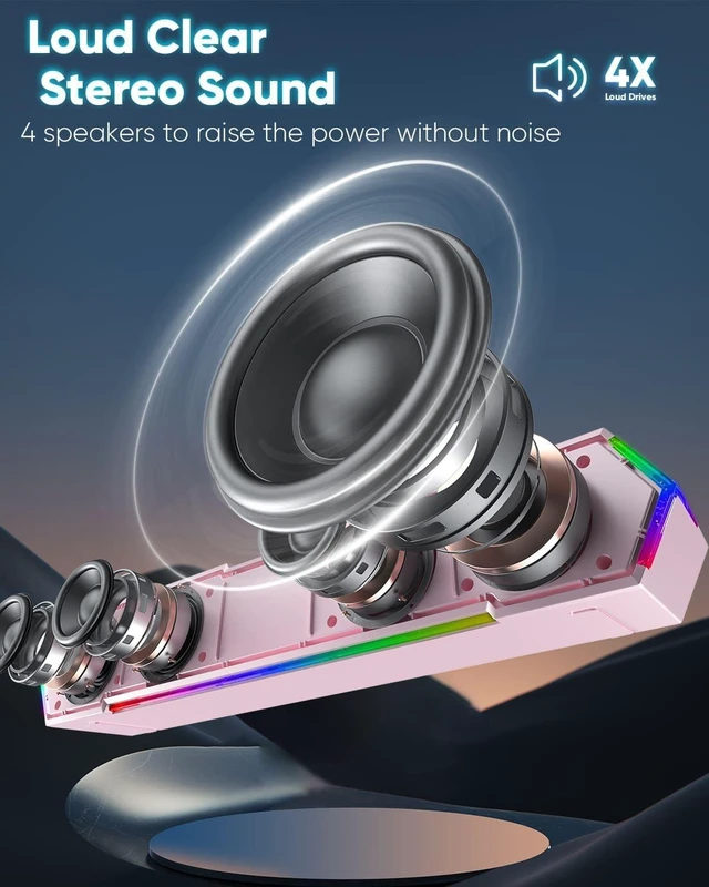 Alt view image 5 of 6 - G11 Computer Speakers for Desktop, Touch Lights PC Speakers with Surge Clear Sound, USB C/USB Powered, AUX Audio for Computer Desktop PC Laptop Desk (Light Pink)