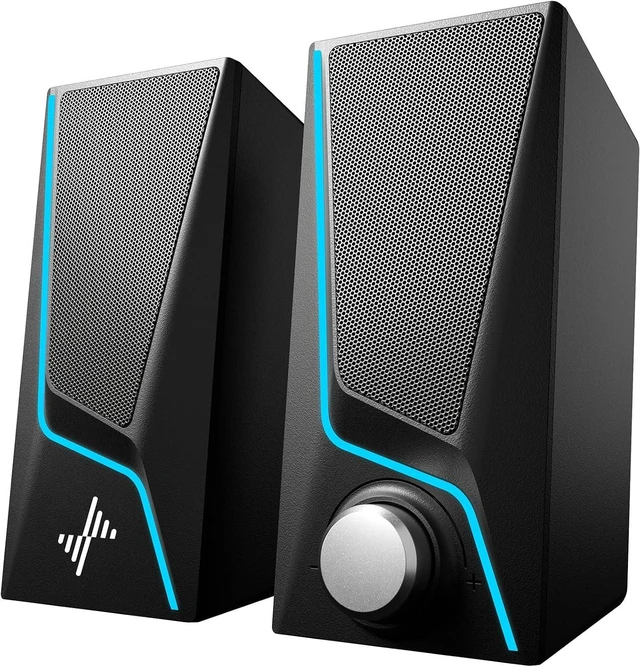 Main image of Computer Speakers for Desktop, PC Speakers with 9 Lighting Modes USB Powered with 3.5mm AUX, Dual Speaker Units and 2 Bass-Boost Ports for PCs, Laptops and Monitors