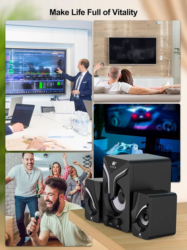 Alt view image 6 of 6 - Computer Speakers,Mini PC Speakers with Subwoofer,2.1 Desktop Speaker with RGB Lights,USB Powered, Stereo Sound,Gaming Speakerwith 3.5mm Aux Cable for Monitor/Laptop/Tablet(S212)