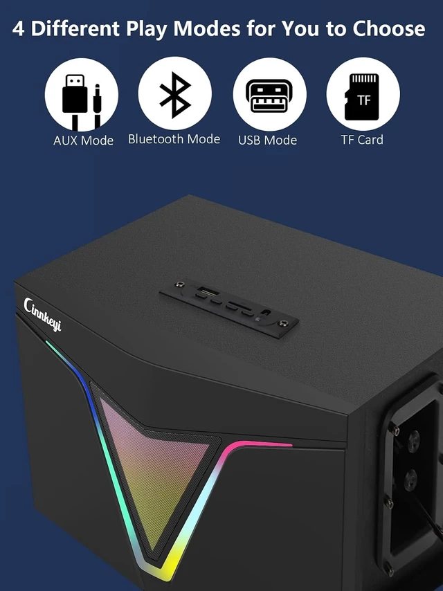 Alt view image 5 of 6 - 2.1 USB-Powered Computer Speaker with Subwoofer,PC Speakers with subwoofer-Dual 4.7'' mid-Treble Full-Range Satellites for PC,Speaker with Dynamic RGB,Up to 16W, 3.5mm Inputs