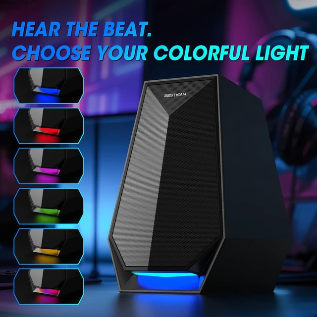 Alt view image 6 of 7 - Computer Gaming Speakers for Desktop PC 30W Powered Monitor Speakers with Bluetooth/AUX/Type-C Connections, 6 Colorful Lights, Compatible with Monitor