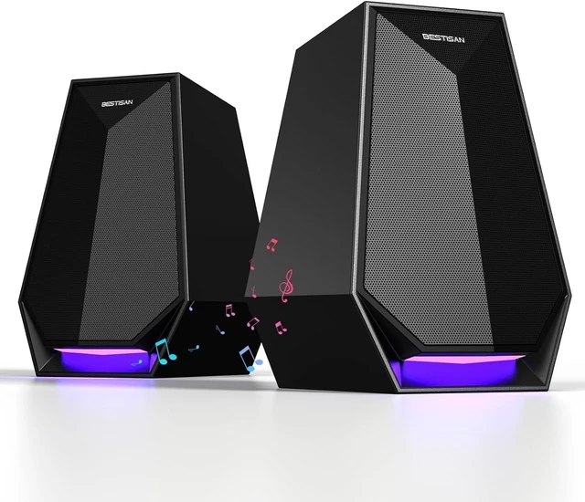 Main image of Computer Gaming Speakers for Desktop PC 30W Powered Monitor Speakers with Bluetooth/AUX/Type-C Connections, 6 Colorful Lights, Compatible with Monitor